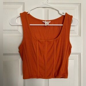 Happily Grey Women’s size Medium Orange Ribbed Corset Style Crop Tank Top